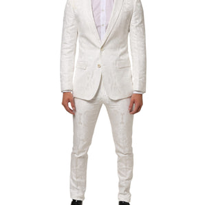 Dolce & Gabbana White Brocade 2 Piece MARTINI Formal Suit