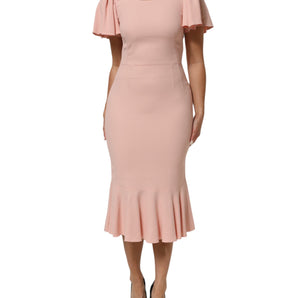 Dolce & Gabbana Pink Viscose Fit Flared Sheath Midi Dress