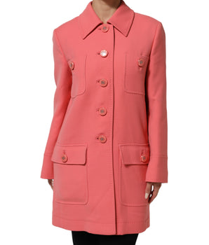 Dolce & Gabbana Pink Buttoned Down Trench Coat Jacket