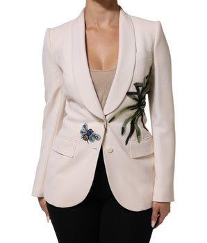 Dolce & Gabbana Beige Embroidered Single Breasted Jacket