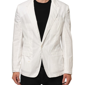 Dolce & Gabbana White Cotton 1 Button Men Suit Blazer