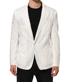 Dolce & Gabbana White Cotton 1 Button Men Suit Blazer