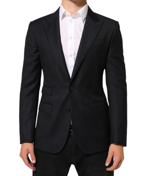 Dolce & Gabbana Black Wool NAPOLI 2 Button Men Suit Blazer