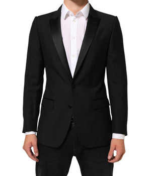 Dolce & Gabbana Black Wool MARTINI 2 Button Men Suit Blazer