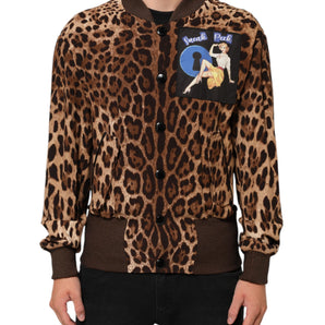 Dolce & Gabbana Brown Leopard Print "Sneak Peek" Patch Jacket