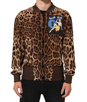 Dolce & Gabbana Brown Leopard Print "Sneak Peek" Patch Jacket