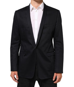 Dolce & Gabbana Black Cotton 1 Button Suit Jacket Blazer