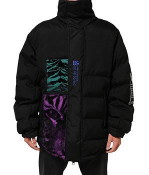 Dolce & Gabbana Black Nylon Puffer Men Full Zip Jacket