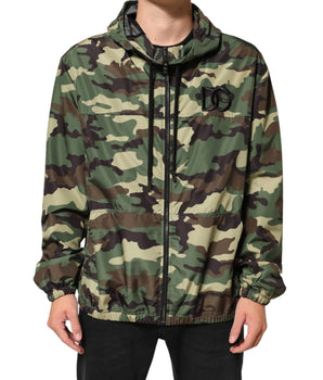 Dolce & Gabbana Green Camouflage Hooded Sweatshirt Jacket