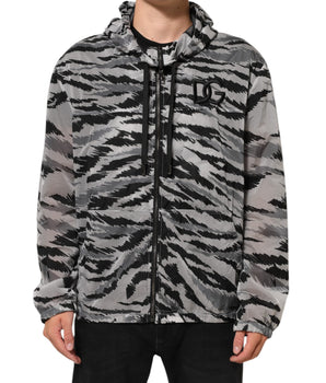 Dolce & Gabbana Gray Camouflage Hooded Sweatshirt Jacket