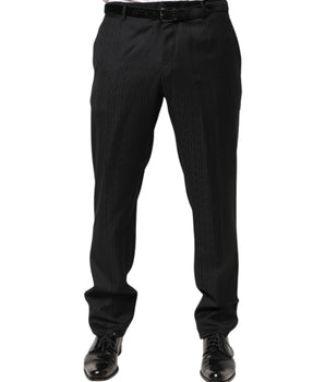 Dolce & Gabbana Black Wool Mid Waist Dress Men Trouser Pants