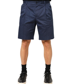 Dolce &amp; Gabbana Blue Cotton Stretch Mid Waist Bermuda Shorts