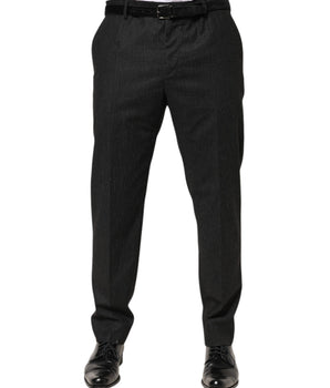 Dolce & Gabbana Black Cotton Mid Waist Dress Trouser Pants