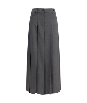 Brunello Cucinelli Gray Polyester Long Skirt
