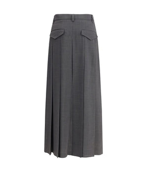 Brunello Cucinelli Gray Polyester Long Skirt