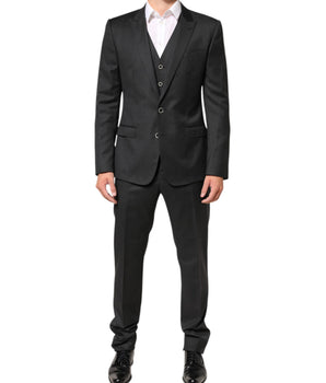 Dolce & Gabbana Black MARTINI 2 Buttons Suit 3 Piece Suit