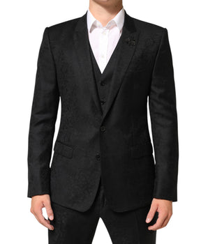 Dolce & Gabbana Black MARTINI 2 Buttons Suit 3 Piece Suit