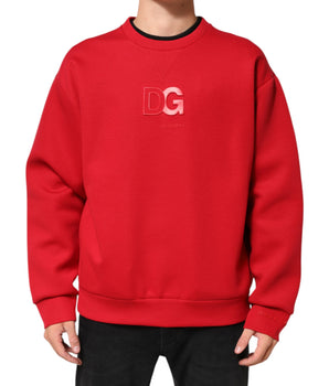 Dolce & Gabbana Red DG Logo Crew Neck Men Sweatshirt Sweater