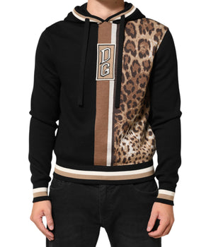Dolce &amp; Gabbana Black Leopard Logo Hoodie