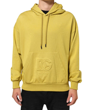 Dolce & Gabbana Yellow Logo Cotton Hooded Sweatshirt Sweater