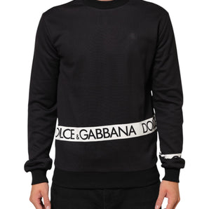 Dolce & Gabbana Black Logo Crew Neck Men Sweatshirt Sweater