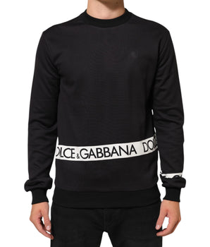 Dolce & Gabbana Black Logo Crew Neck Men Sweatshirt Sweater