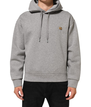 Dolce & Gabbana Gray Logo Cotton Hooded Sweatshirt Sweater