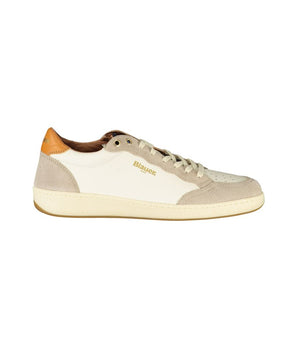 Blauer White Leather Men Sneaker