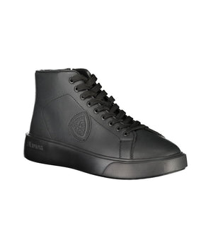 Blauer Black Leather Men Sneaker