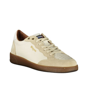 Blauer White Leather Men Sneaker