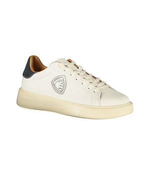 Blauer White Leather Men Sneaker