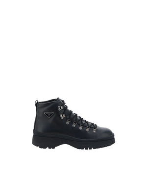 Prada Black Rubber Lace-Up Boots