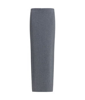 Thom Browne Gray Fleece Wool Long Skirt
