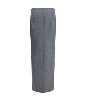 Thom Browne Gray Fleece Wool Long Skirt