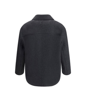 Fendi Gray Fleece Wool Coat