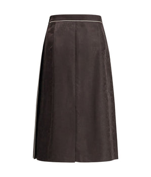 Burberry Brown Silk Midi Skirt