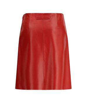 Miu Miu Red Lamb Ovis Aries Aries Long Skirt