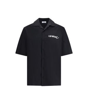 Off-White Black Cotton Pattern Shirt