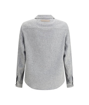 ZEGNA Gray Cashmere Dress Shirt