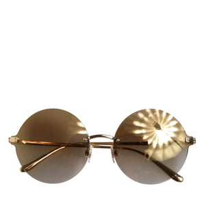 Dolce & Gabbana DG2228 Gold Plated Round Lenses Shades Eyewear Sunglasses