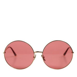 Dolce & Gabbana Pink Gold Metal Round Shades Eyewear Sunglasses