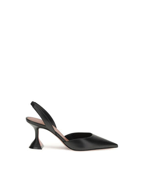 Amina Muaddi Black Calf Bos Taurus Platform Pumps