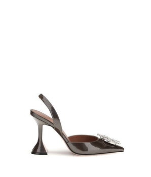 Amina Muaddi Brown Calf Leather Bos Taurus High Heel Pumps