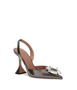 Amina Muaddi Brown Calf Leather Bos Taurus High Heel Pumps