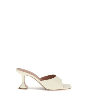 Amina Muaddi Cream Calf Leather Bos Taurus Flat Sandals