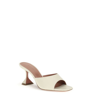 Amina Muaddi Cream Calf Leather Bos Taurus Flat Sandals