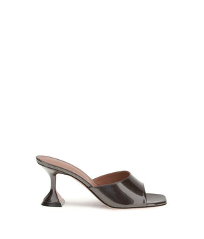 Amina Muaddi Brown Calf Leather Bos Taurus Stiletto Heel Sandals