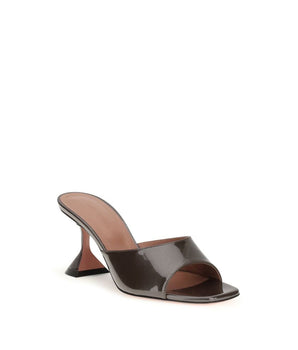 Amina Muaddi Brown Calf Leather Bos Taurus Stiletto Heel Sandals