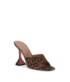 Amina Muaddi Brown Calf Leather Bos Taurus Stiletto Heel Sandals