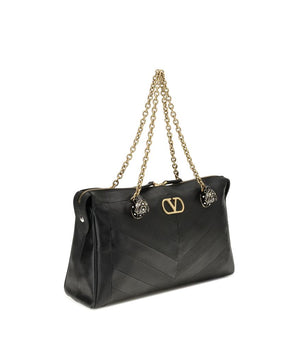 Valentino Garavani Black Calf Leather Bos Taurus Shoulder Bag